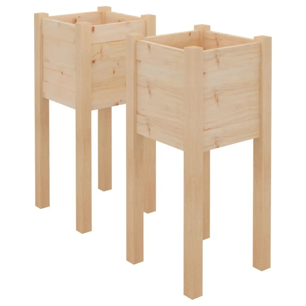 Garden Planters Solid Pinewood 31x31x70 cm Brown 2 Piece