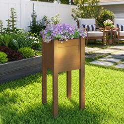 Durable Pinewood Raised Garden Planter Box 31x31x70cm