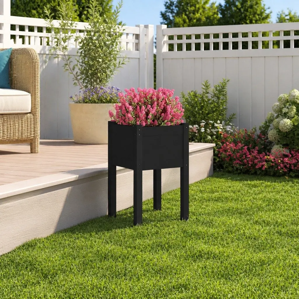 Black Wooden Garden Planter Box 40x40x70cm