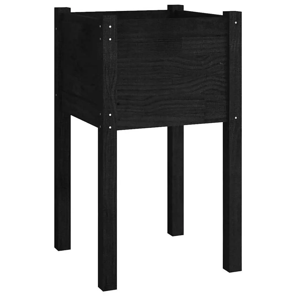 Black Wooden Garden Planter Box 40x40x70cm