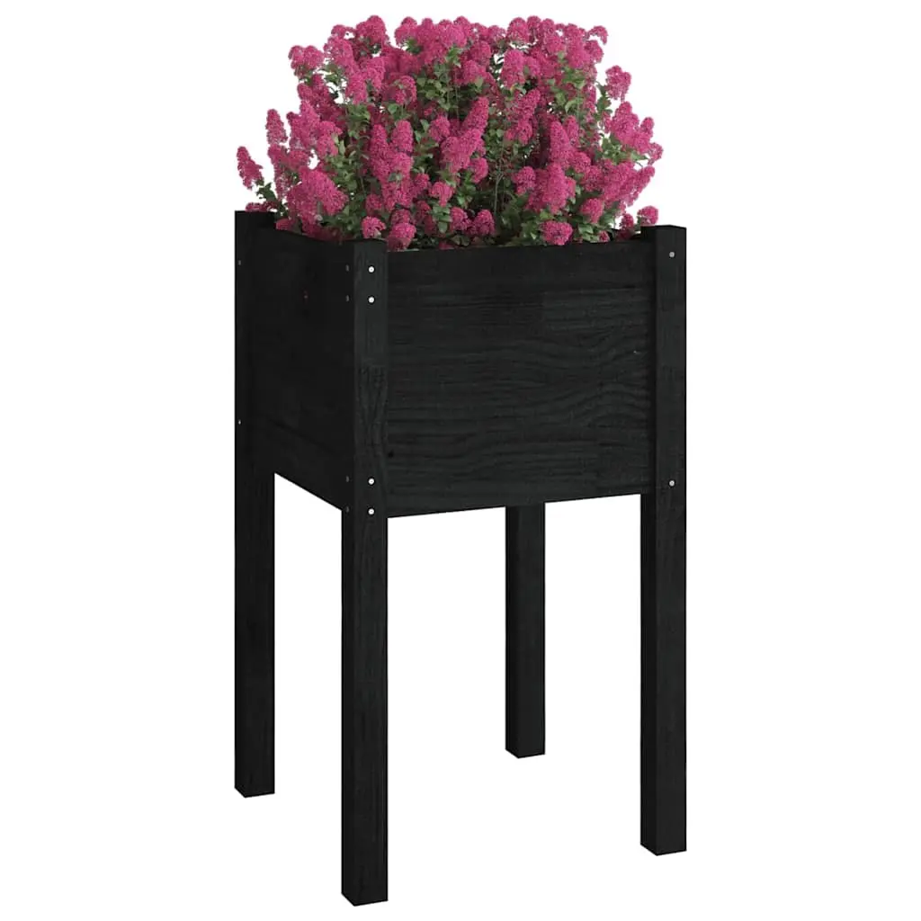 Black Wooden Garden Planter Box 40x40x70cm