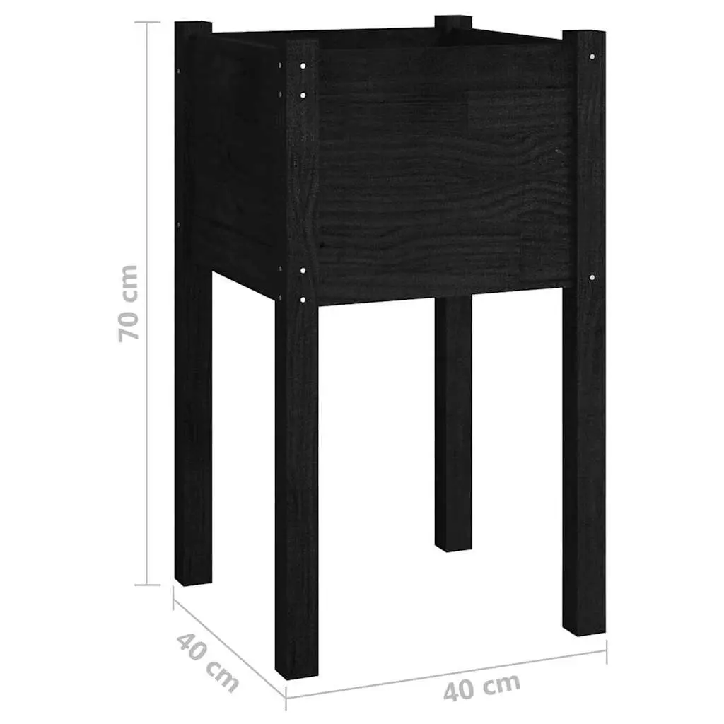 Black Wooden Garden Planter Box 40x40x70cm