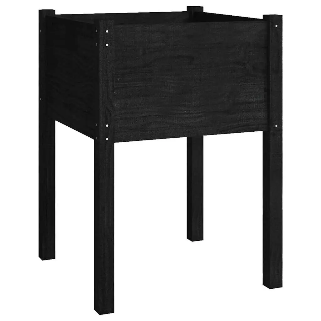 Solid Pinewood Black Garden Planter Box for Outdoor Use