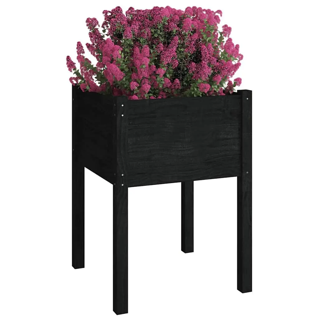 Solid Pinewood Black Garden Planter Box for Outdoor Use