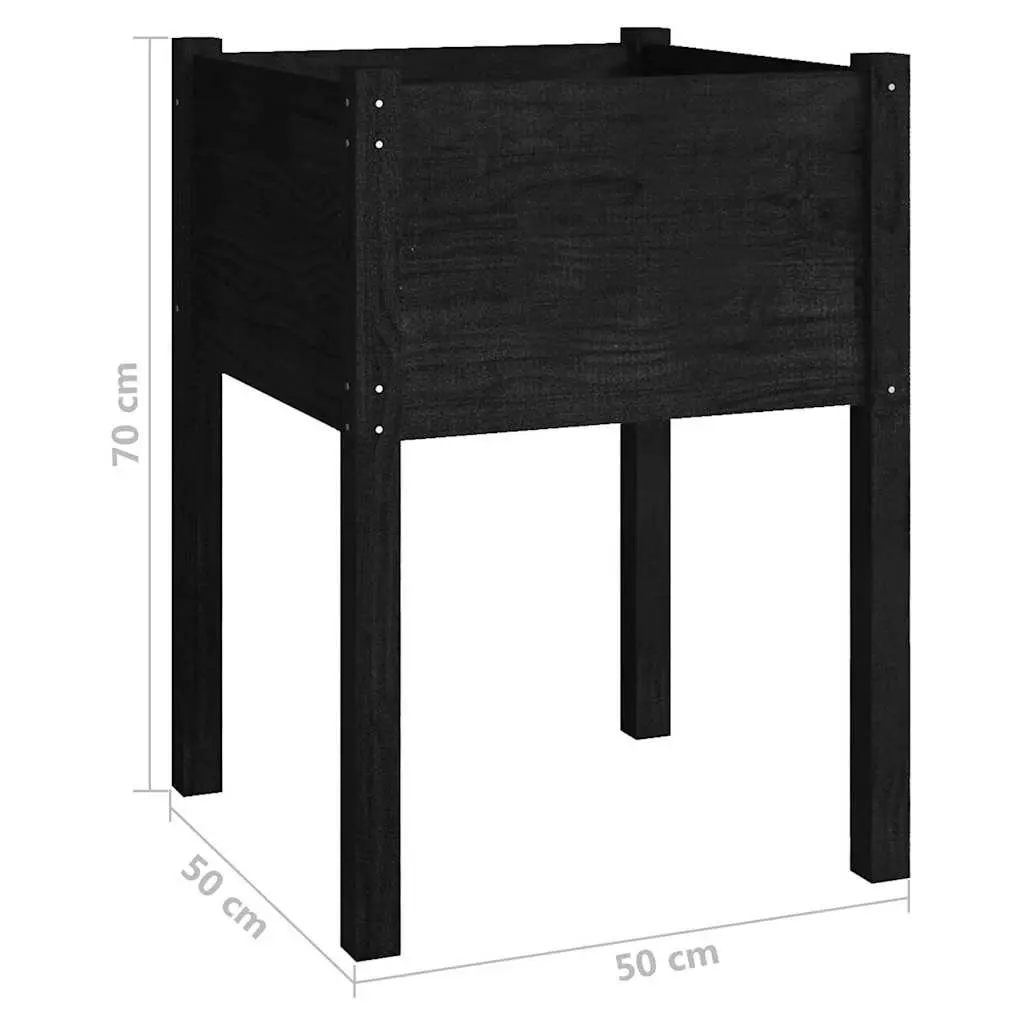 Solid Pinewood Black Garden Planter Box for Outdoor Use