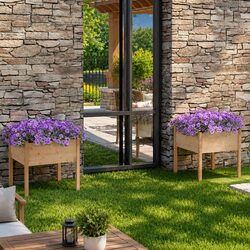 Large Outdoor Flower Boxes - Set of 2 Garden Planters