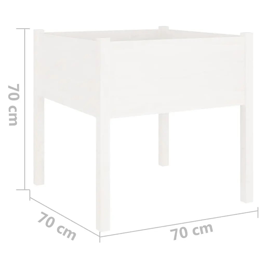 Solid Wood White Garden Planter Box 70x70x70cm