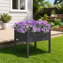 Durable Grey Garden Planter Box 70x70x70 cm Solid Wood