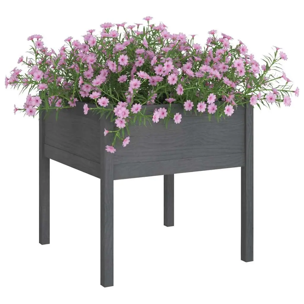 Grey Garden Planter Box 70x70x70 cm Solid Wood