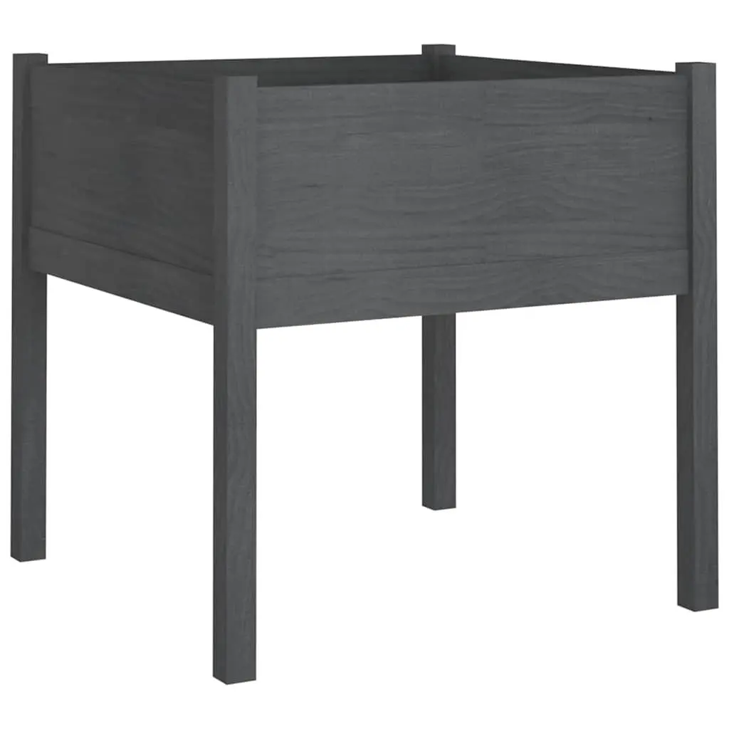 Garden Planters Solid Pinewood Large Deep Wide Grey 2 Pieces