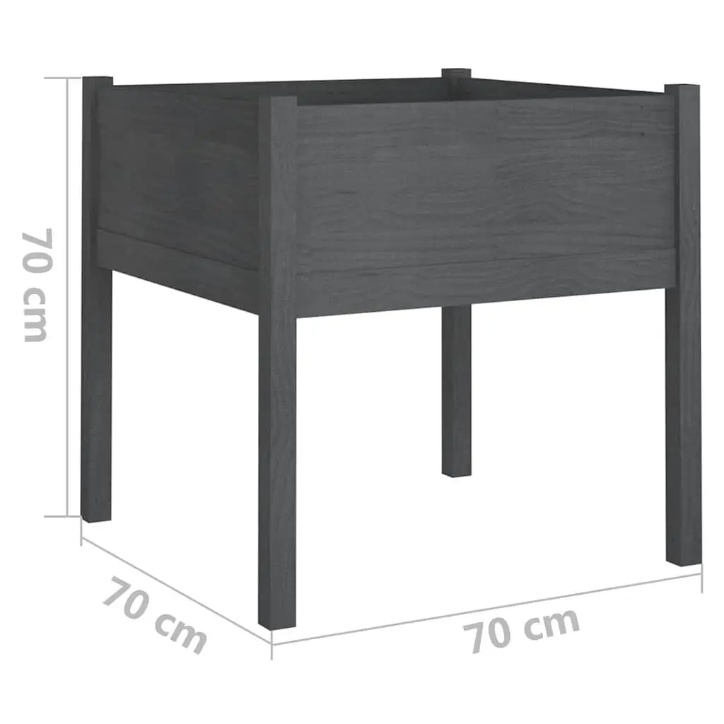 Garden Planters Solid Pinewood Large Deep Wide Grey 2 Pieces