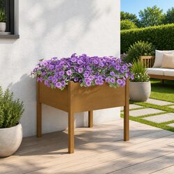 Durable Solid Pinewood Garden Planter Box for Outdoor Use