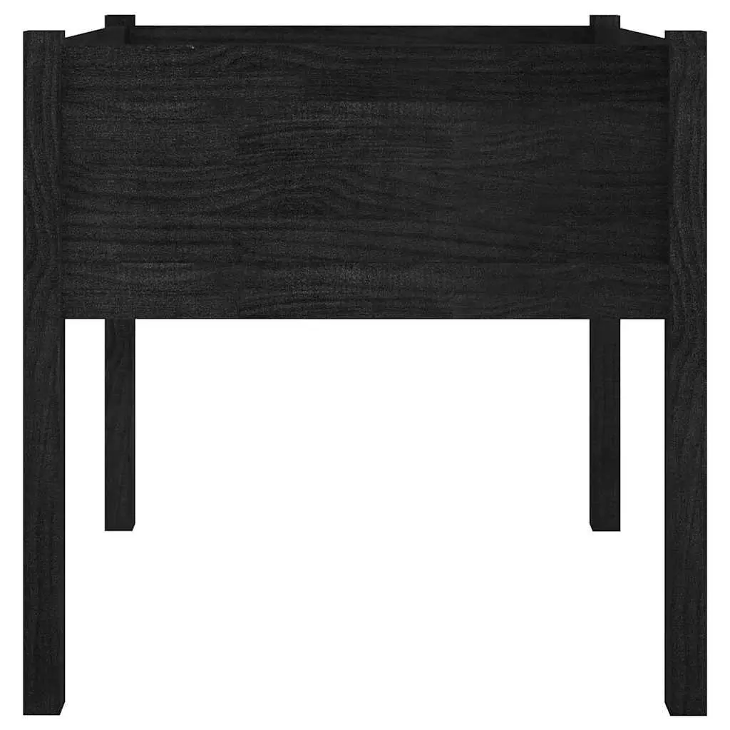Garden Planters Solid Pinewood 70x70x70 cm Black 2 pcs