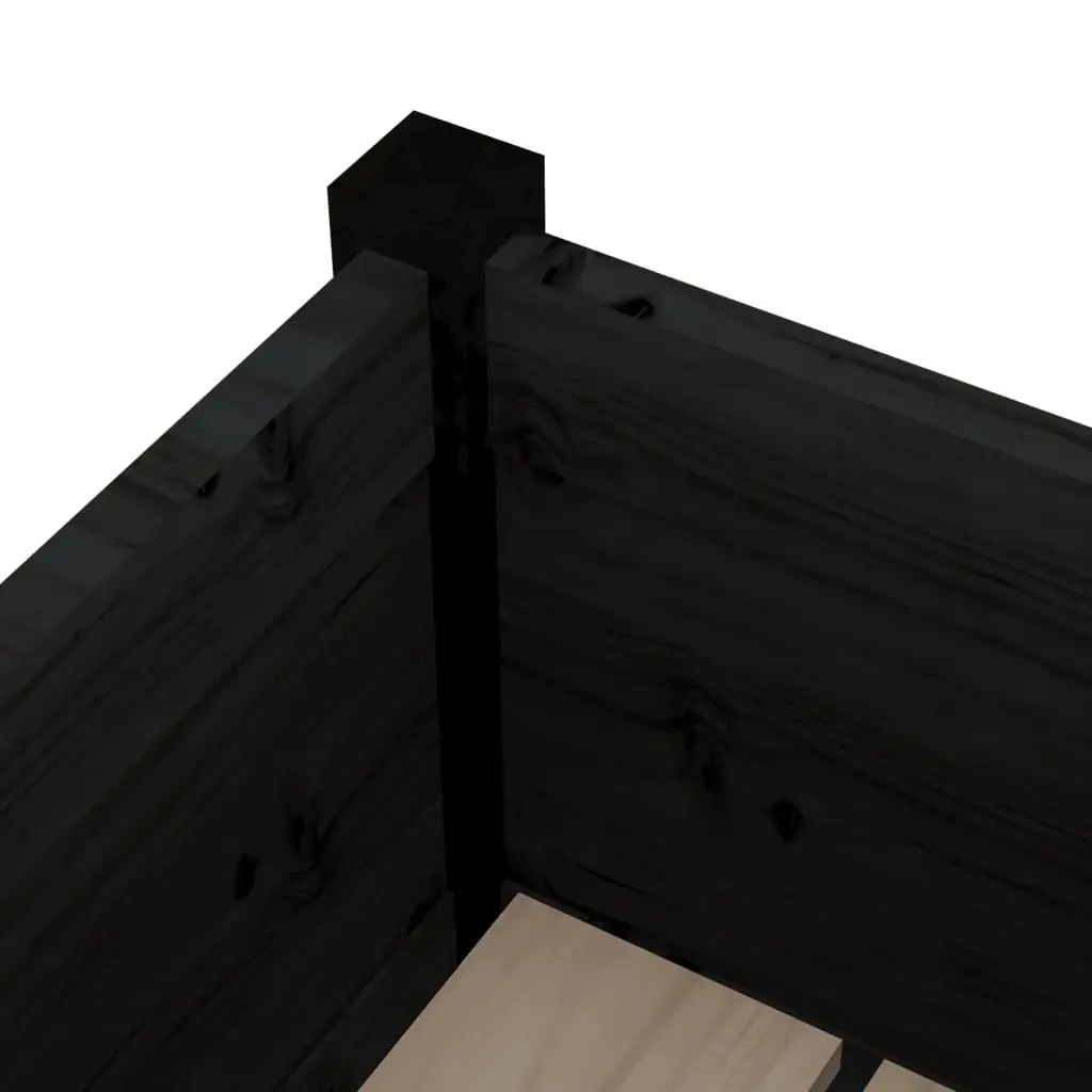 Garden Planters Solid Pinewood 70x70x70 cm Black 2 pcs