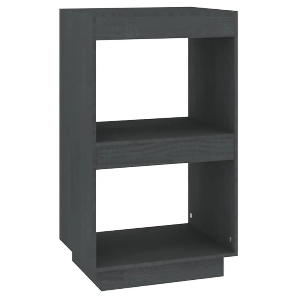 Solid Pinewood Grey Book Cabinet with Open Shelving