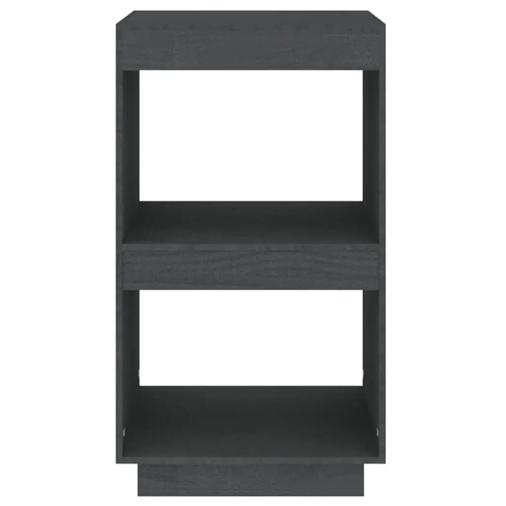 Solid Pinewood Grey Book Cabinet with Open Shelving