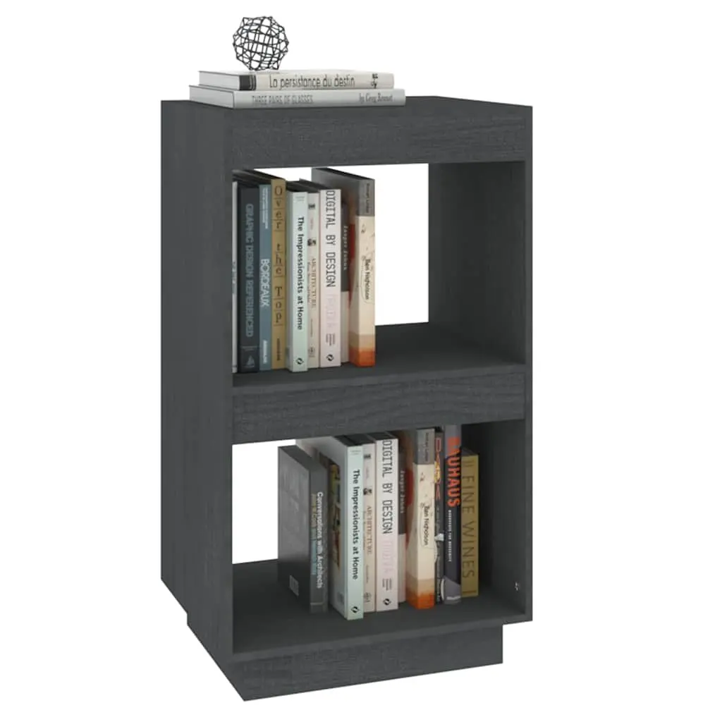 Solid Pinewood Grey Book Cabinet with Open Shelving