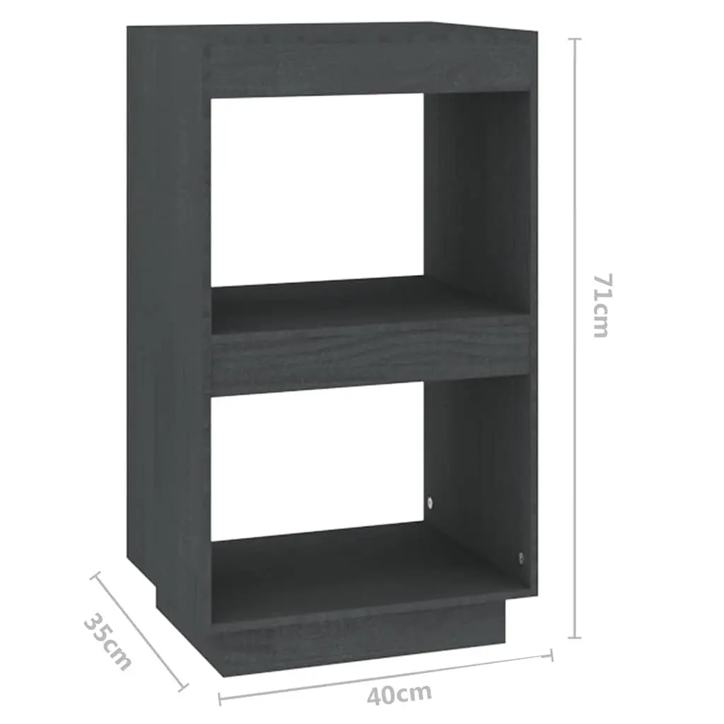 Solid Pinewood Grey Book Cabinet with Open Shelving