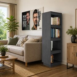 Grey Wooden Book Cabinet Room Divider for Storage