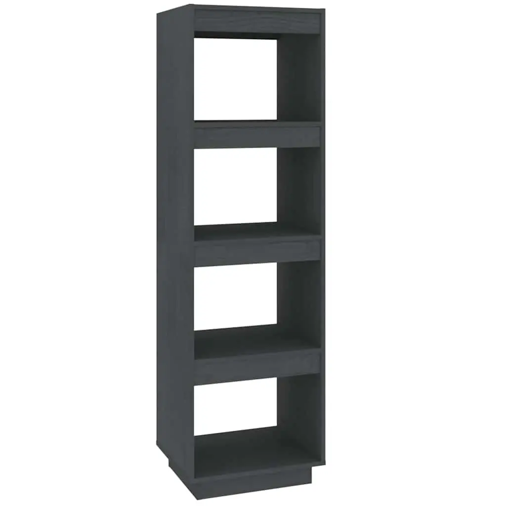 Book Cabinet Solid Pinewood 40 x 35 x 135 cm Grey Room Divider Shelving Storage Unit Bookcase Standing