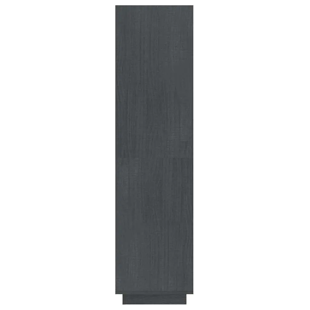 Book Cabinet Solid Pinewood 40 x 35 x 135 cm Grey Room Divider Shelving Storage Unit Bookcase Standing