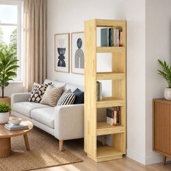 Solid Pinewood Book Cabinet and Room Divider 40x35x167cm