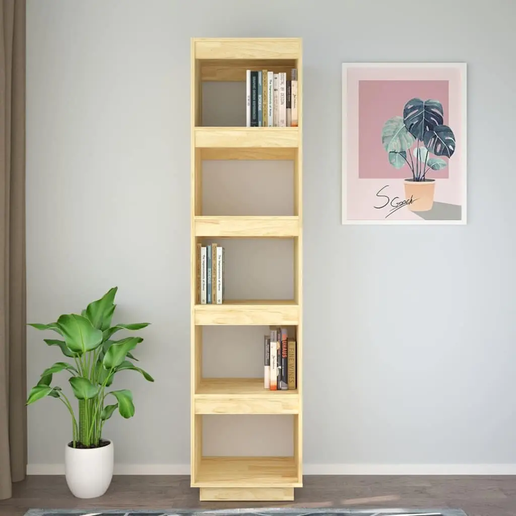Solid Pinewood Book Cabinet and Room Divider 40x35x167cm