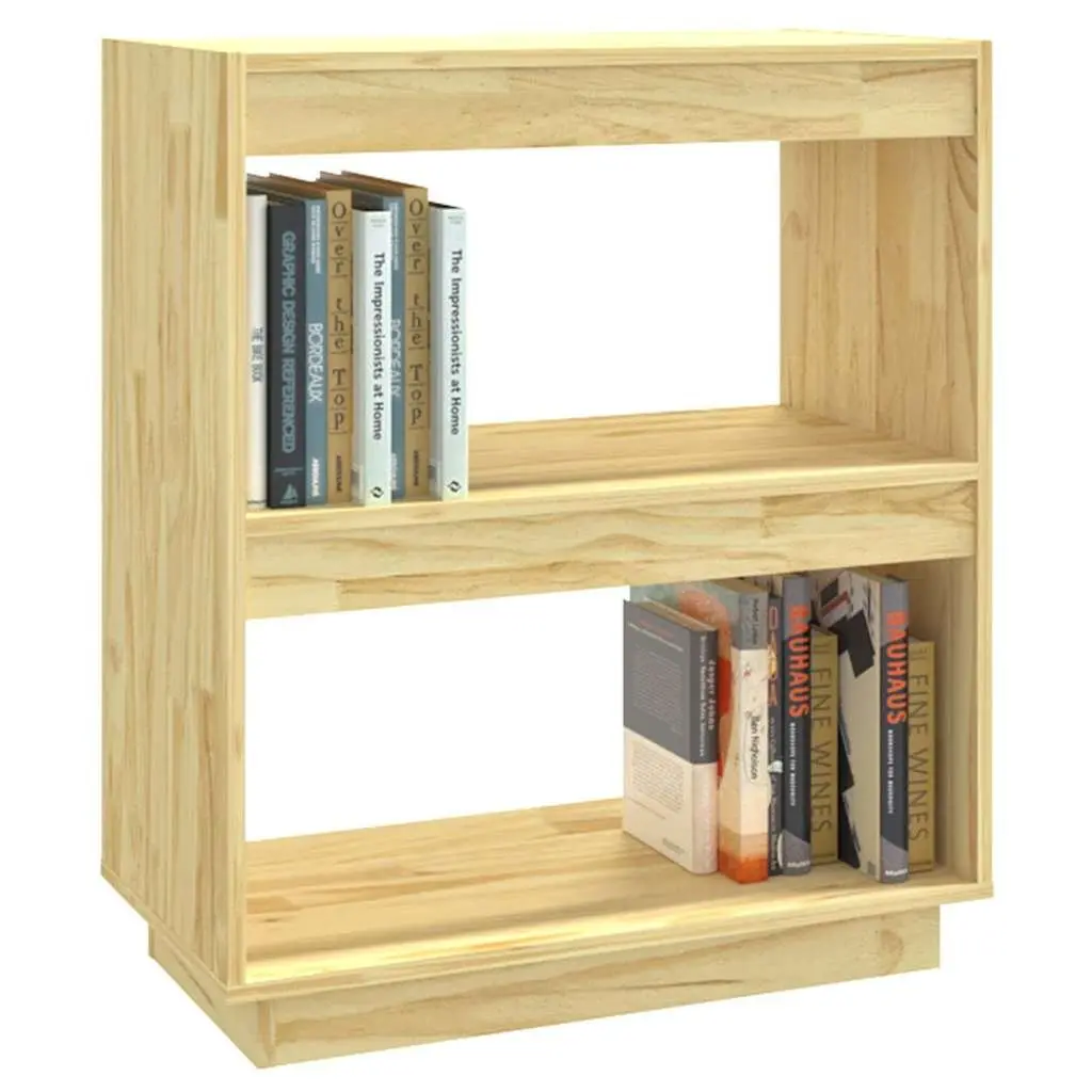 Wooden Book Cabinet Storage Shelf Organizer Stand Display Solid Pinewood 60x35x71cm Brown