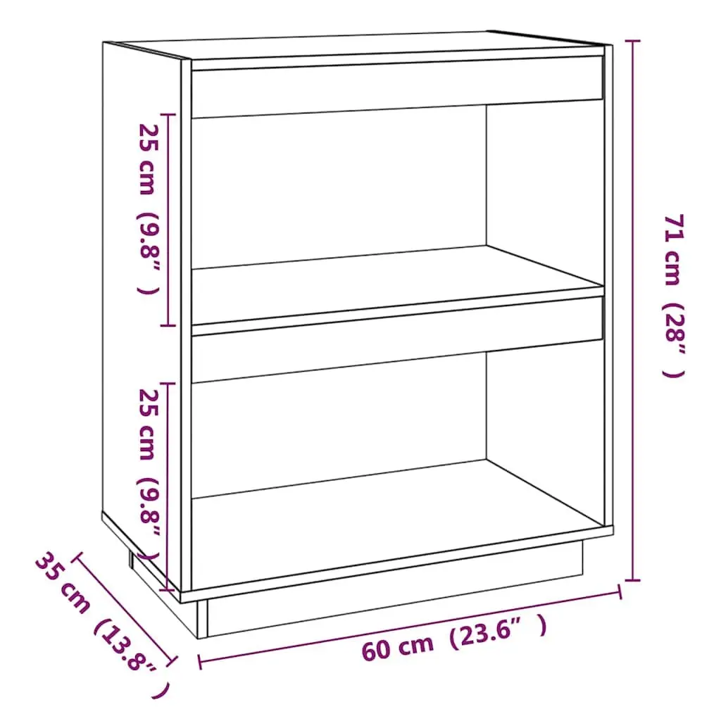Wooden Book Cabinet Storage Shelf Organizer Stand Display Solid Pinewood 60x35x71cm Brown