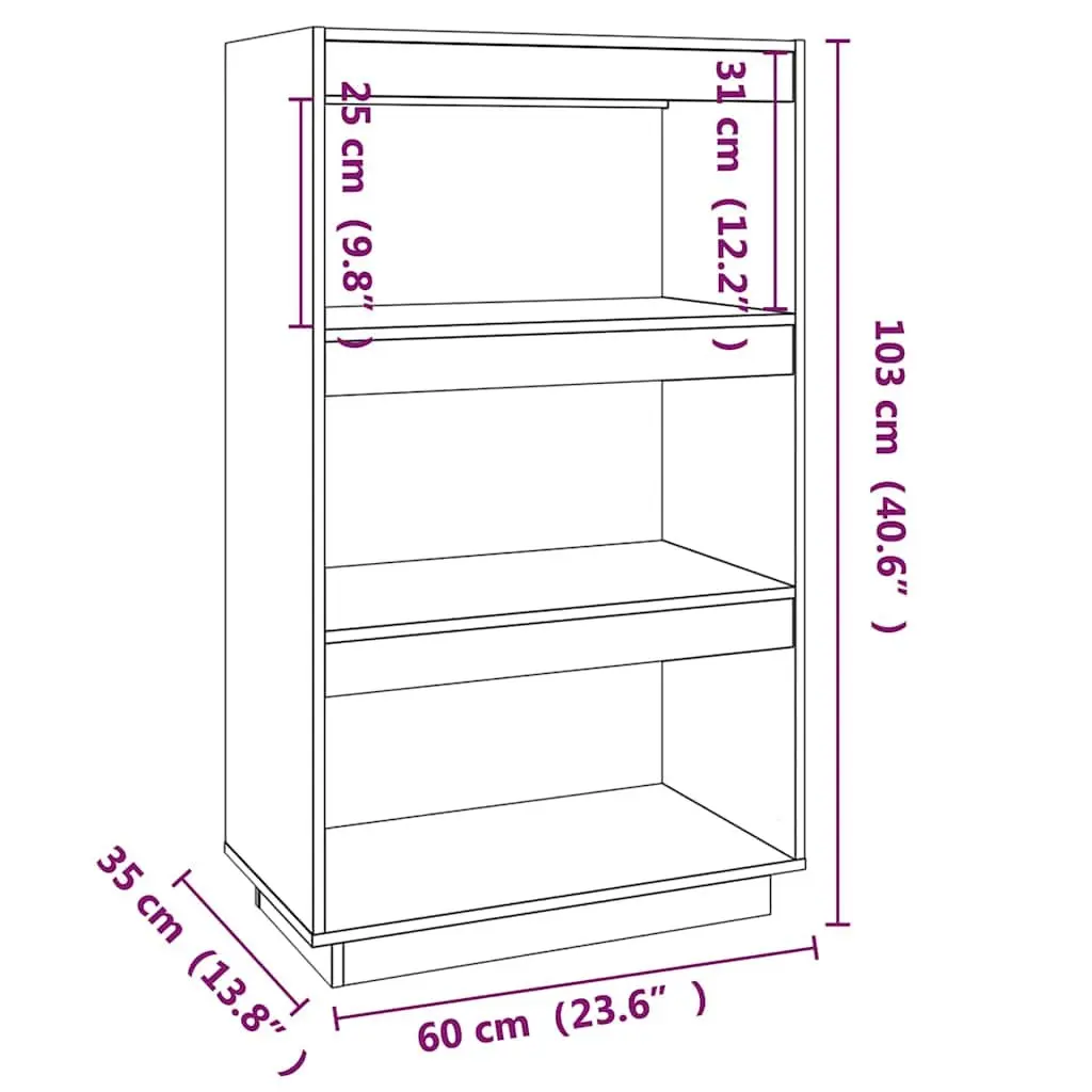 Solid Wood Pine Book Cabinet Room Divider in Grey