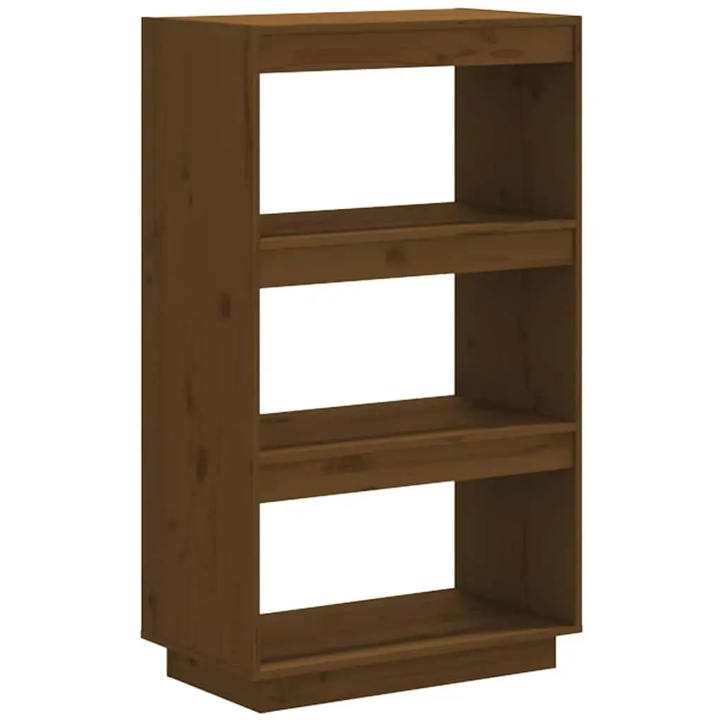 Honey Brown Wooden Book Cabinet with Room Divider Functionality