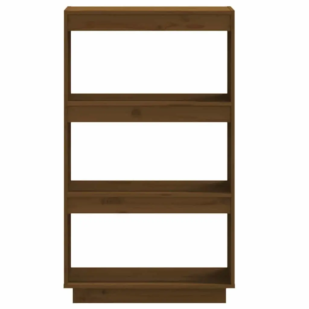 Honey Brown Wooden Book Cabinet with Room Divider Functionality