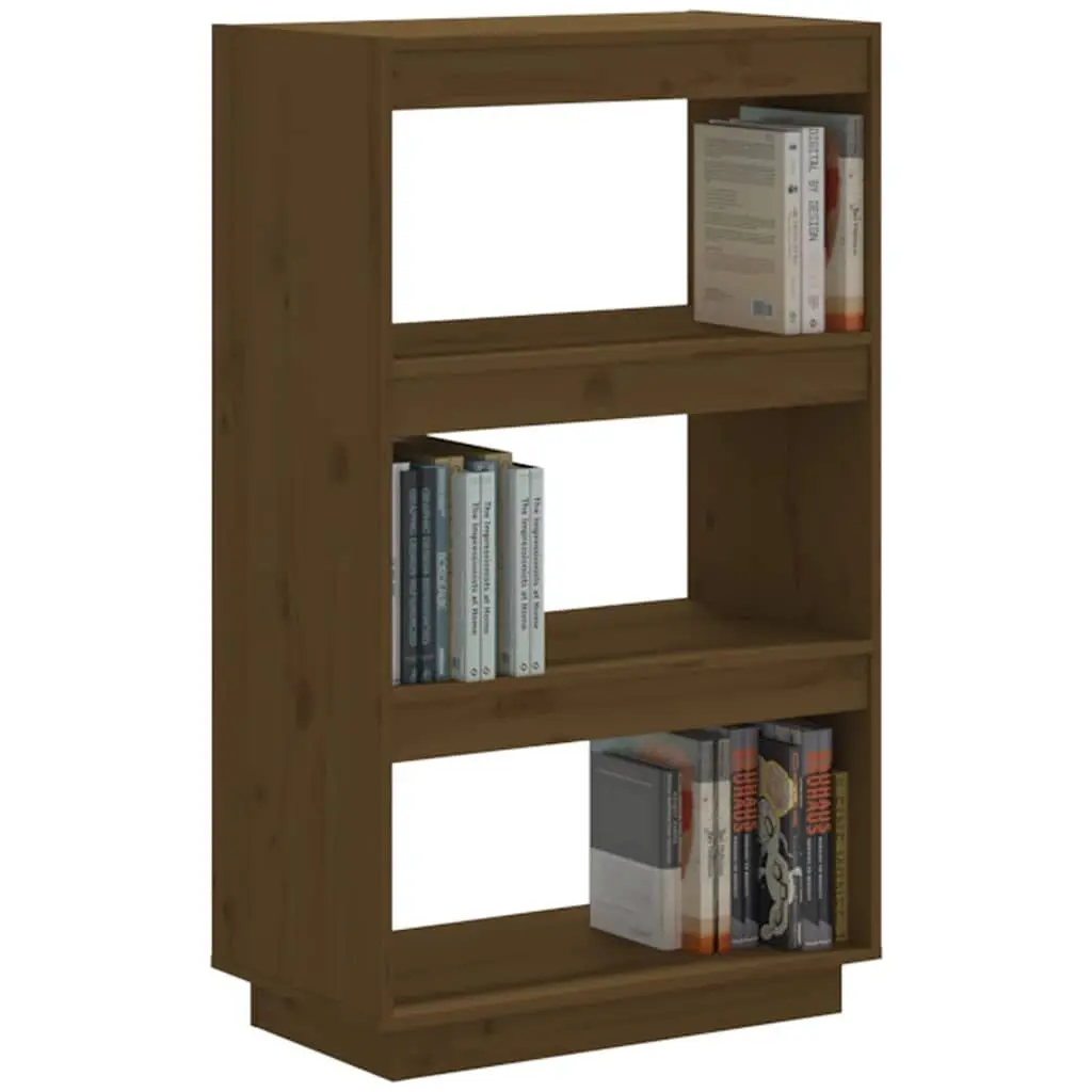 Honey Brown Wooden Book Cabinet with Room Divider Functionality