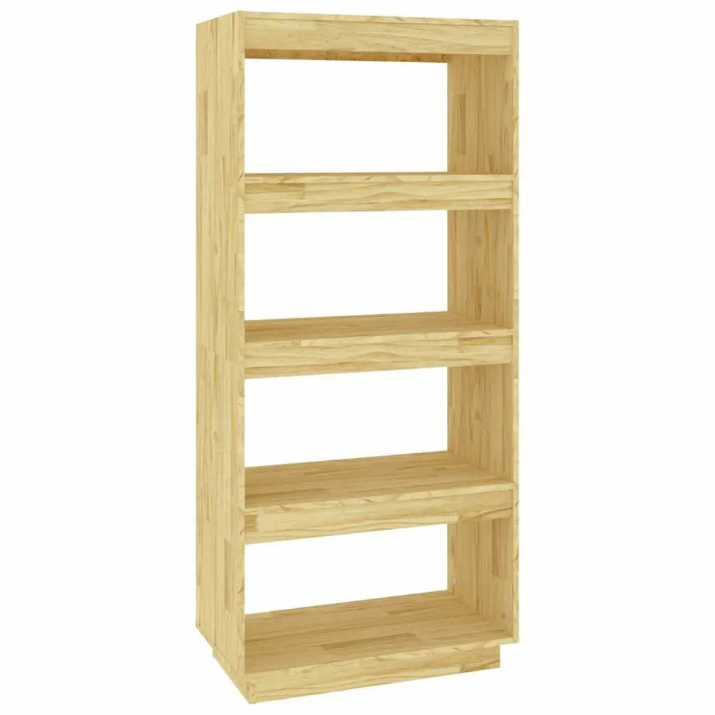 Wooden Book Cabinet Solid Pinewood 60 x 35 x 135 cm Brown Room Divider Shelving Unit Bookcase Storage Organiser