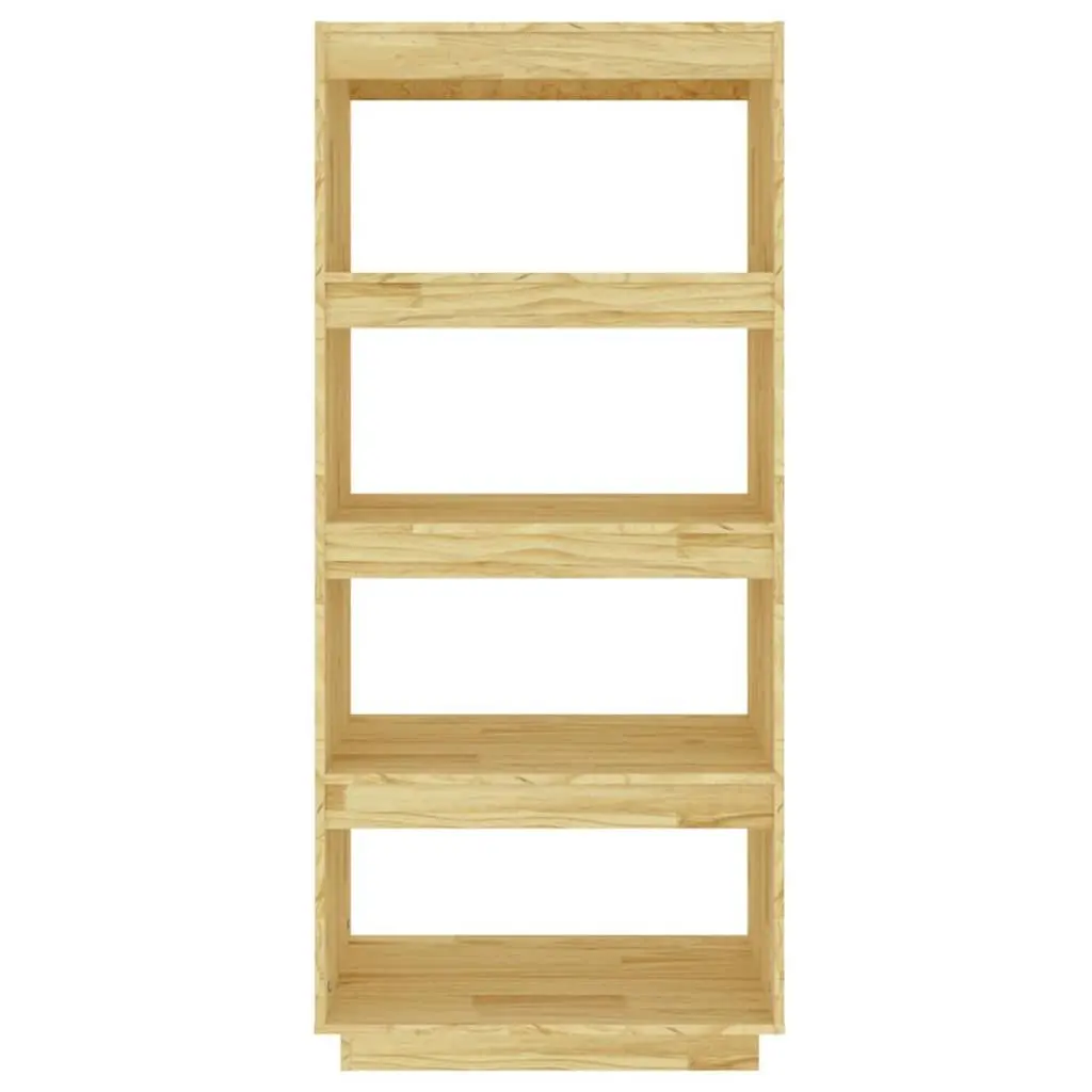 Wooden Book Cabinet Solid Pinewood 60 x 35 x 135 cm Brown Room Divider Shelving Unit Bookcase Storage Organiser
