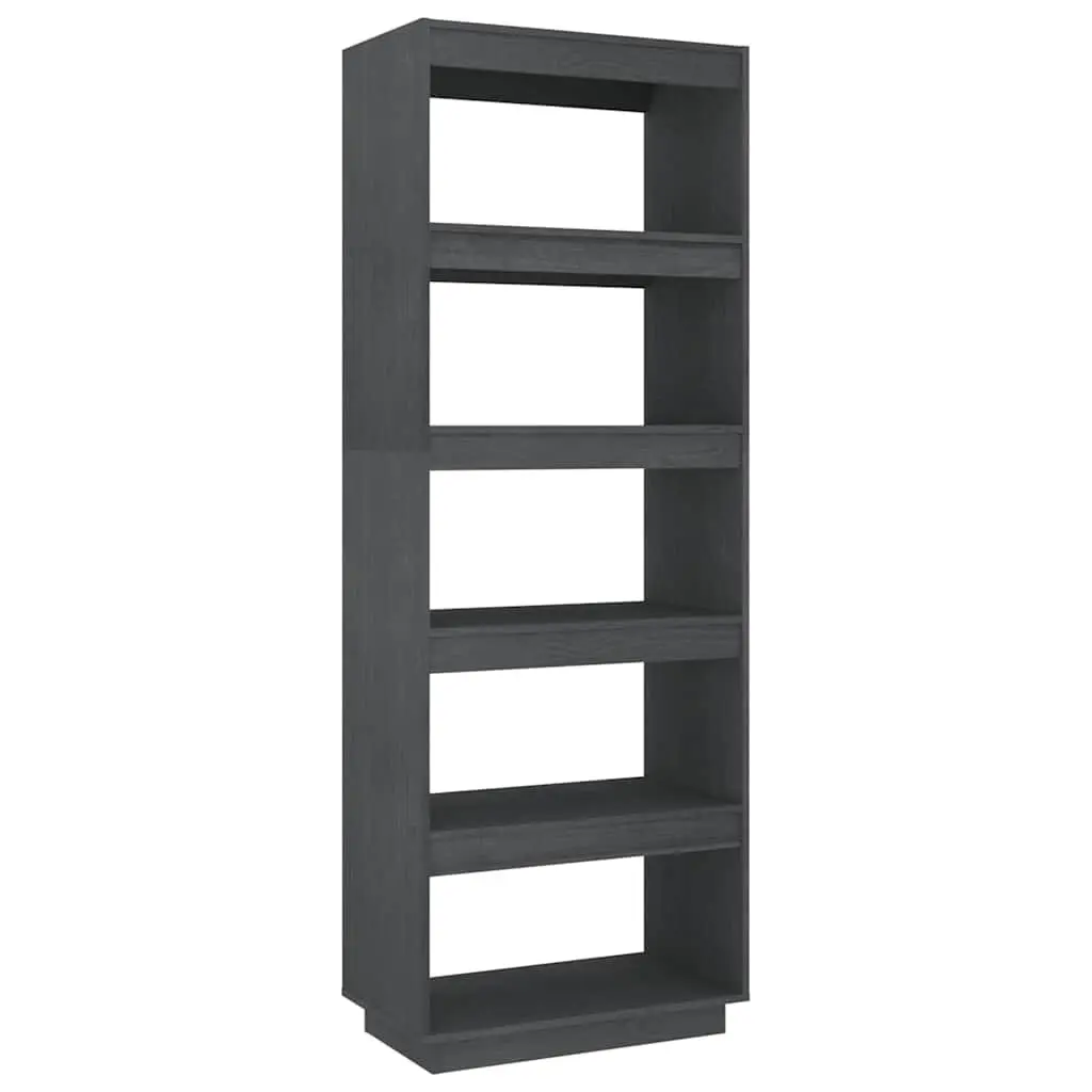 Grey Solid Pinewood Book Cabinet Room Divider 60x35x167cm