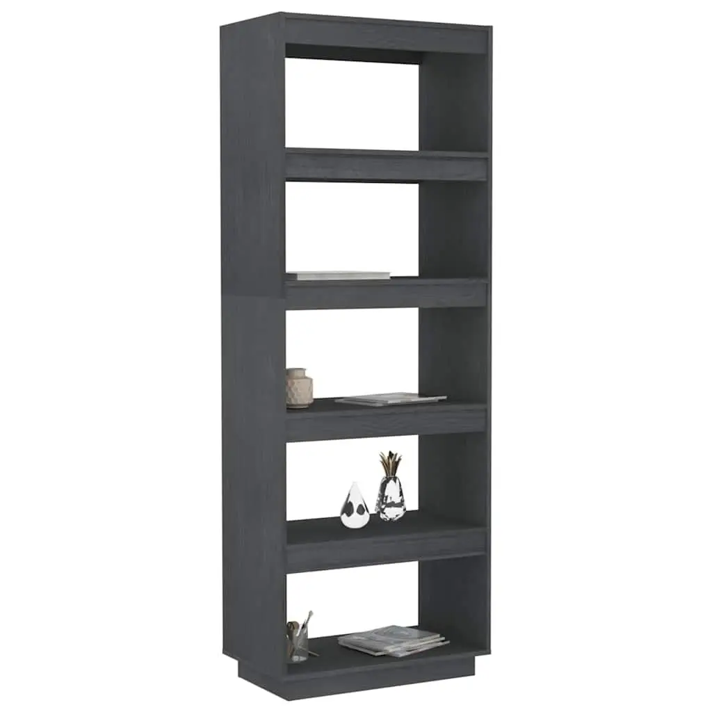 Grey Solid Pinewood Book Cabinet Room Divider 60x35x167cm