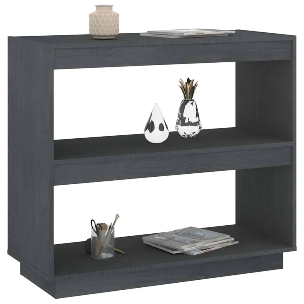 Book Cabinet Solid Pinewood 80 x 35 x 71 cm Grey