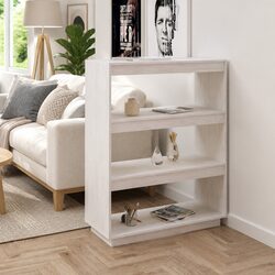 Sturdy White Wooden Book Cabinet Room Divider