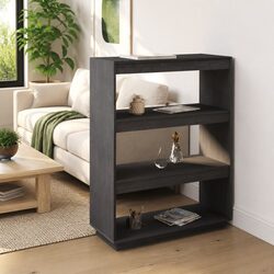 Book Cabinet Room Divider Grey Wooden Shelving Unit Storage Organiser Standing