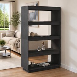 Grey Solid Pinewood Book Cabinet with Room Divider Function