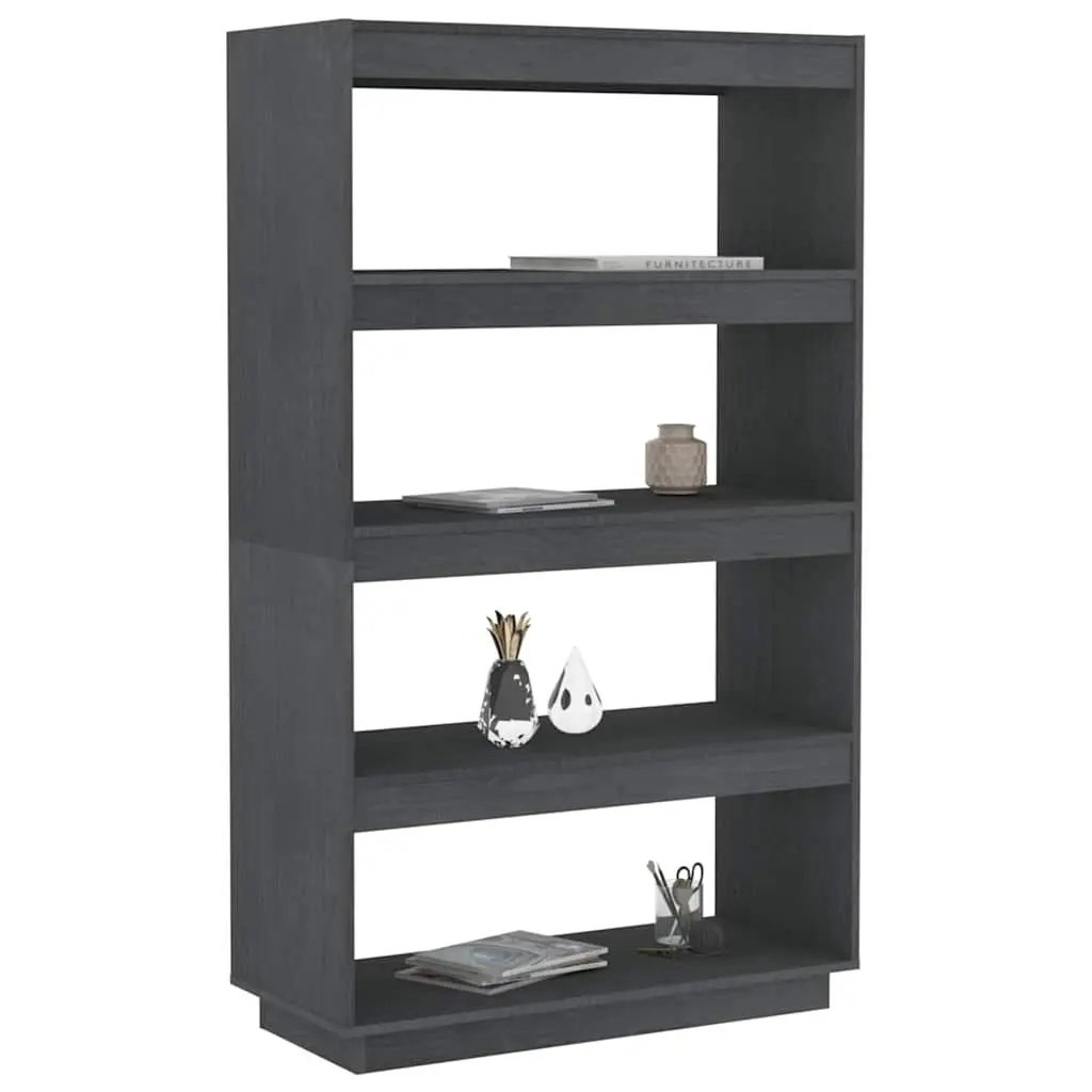 Grey Solid Pinewood Book Cabinet with Room Divider Function