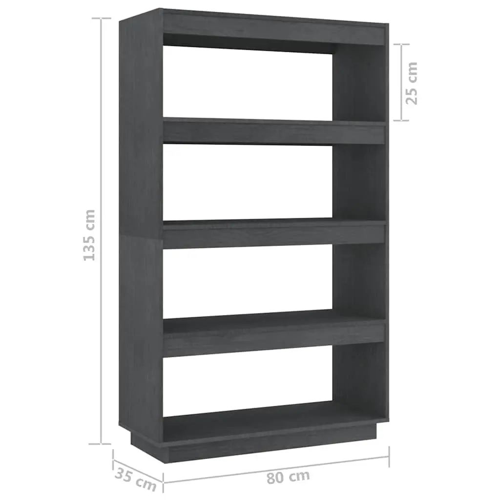 Grey Solid Pinewood Book Cabinet with Room Divider Function