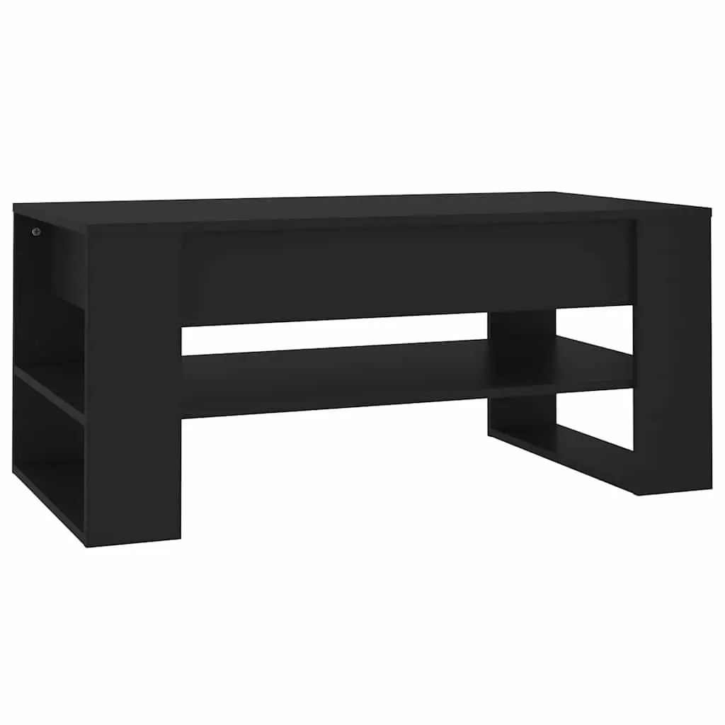 Black Coffee Table with Storage Shelf 102x55x45cm