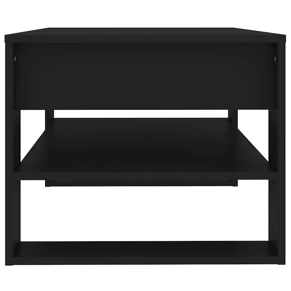Black Coffee Table with Storage Shelf 102x55x45cm