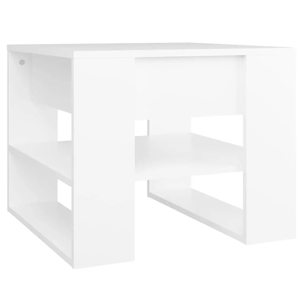 White Coffee Table with Storage Shelf 55.5x55x45cm