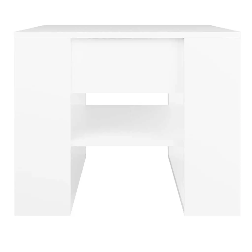 White Coffee Table with Storage Shelf 55.5x55x45cm