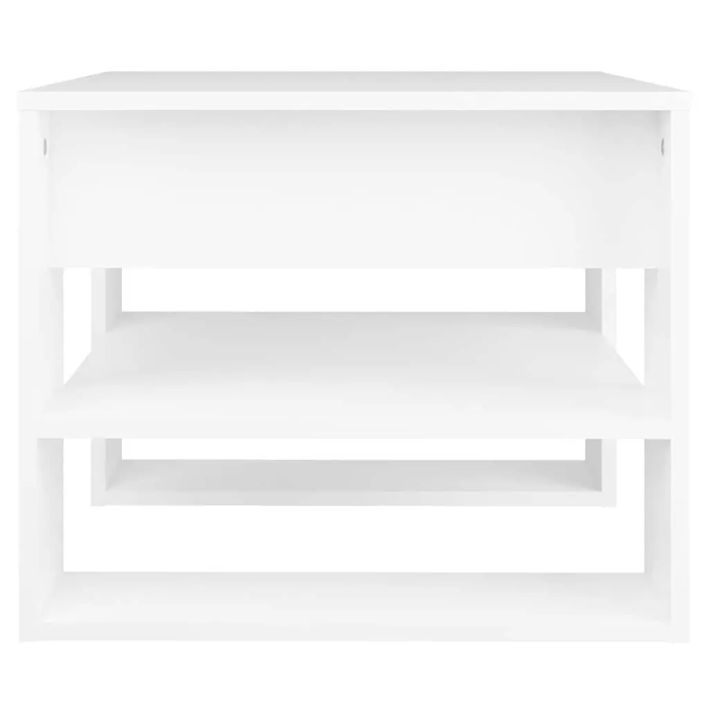 White Coffee Table with Storage Shelf 55.5x55x45cm