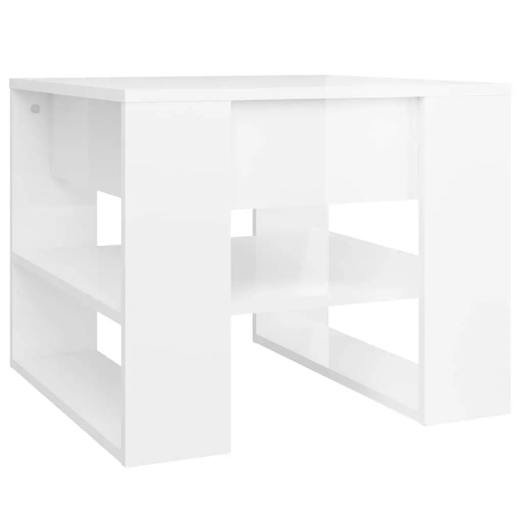 High Gloss White Coffee Table with Storage Shelf