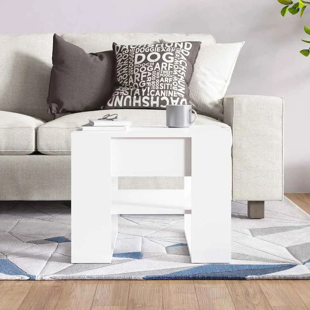 High Gloss White Coffee Table with Storage Shelf